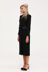 Eithne black double-breasted long coat
