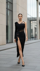 Maison Mid-calf Dress Elegant Evening Party Cocktail Outfit