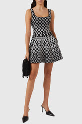 Bolboli Jacquard Knit Flared Mini Dress