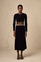 Magali black embellished knitted cardigan & skirt matching set