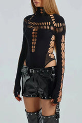 Dayana Hollow Cobweb Bodysuit