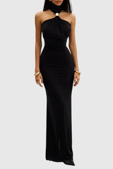 Mafalda Halter Metal Embellished Maxi Dress