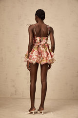 Angèle strawberry-print tiered mini dress
