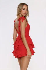 Crimson Mini Dress Red
