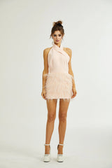 Katarina feather-detail tassel dress