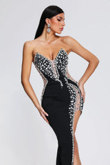 Madelia Strapless Diamante Maxi Bandage Dress