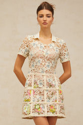 Françoise flower-embroidery mini dress