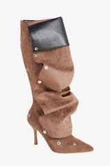 Isabela Appliqué Ruched Knee-high boots - Brown
