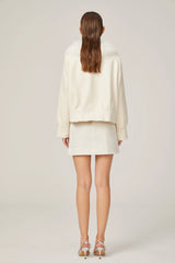 Évangéline white suede fur jacket