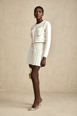 Fabienne white embellished jacket & skirt matching set
