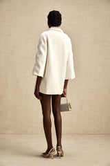 Fabienne white embellished woolen coat