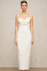 Isaline white corset bow-detail midi dress