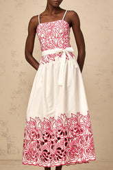 Béatrice pink cut-out embroidered midi dress