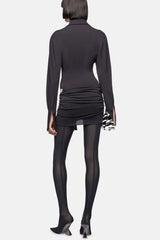 Dehaia Plunge Cutout Ruched Mini Dress - Black