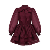 Élodie tiered flared mini dress in Red