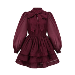 Élodie tiered flared mini dress in Red