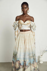 Émmanuelle pattern-print top & skirt matching set