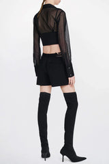 Delaney Grid Corset Shirt - Black