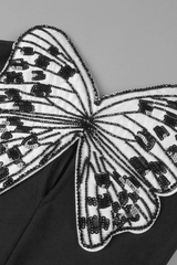 Kaidee Butterfly Strapless Puffy Mini Dress