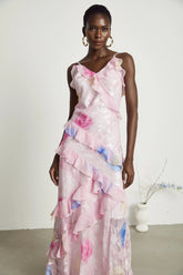 Lorenza floral jacquard ruffled maxi dress