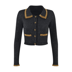 Blandine black sequin jacket & skirt matching set