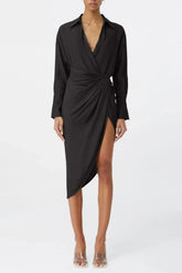 Fanbia Twisted Mini Shirtdress - Black