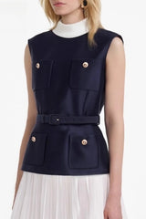 Kayele Sleeveless Belted Chiffon Mini Dress