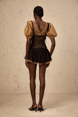 Fabienne black lace-panelling mini dress