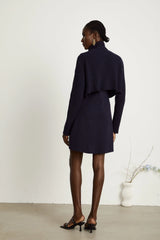 Clarisse dark-blue knitted top & dress matching set