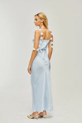 Capri floral-straps satin maxi dress