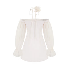 Genoveffa white flower strap mini dress