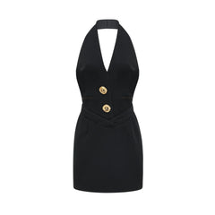 Jaques halterneck black mini dress