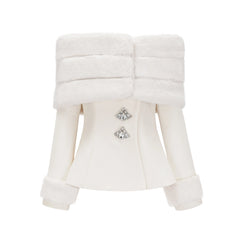 Caitlin white faux-fur jacket & skirt matching set