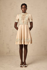 Axelle corded-lace flared mini dress