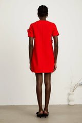 Calista red floral-detail short-sleeve mini dress