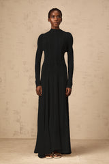 Athena wavy-pattern lace maxi dress in Black
