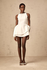 Denise white crystal layered mini dress