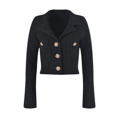 Fatoumata black waffle-knit jacket & skirt matching set