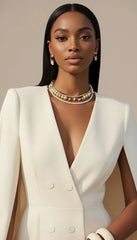 Cape Blazer V-Neck Mini Dress