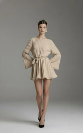 Elegant Pleated Flare Mini Dress