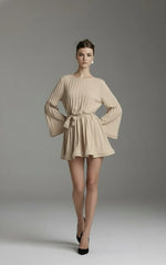 Elegant Pleated Flare Mini Dress
