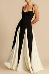 Dominic Paneled Tulle Slit Maxi Dress