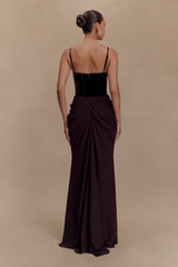 Roxanne Velvet Corset Maxi Dress Brown