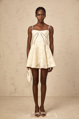 Adabella white floral-jacquard mini dress