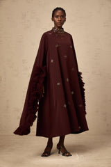 Anaïs purple sequined flared-sleeve midi dress