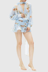 Bhakti Floral Chiffon Ruffle Mini Dress