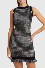 Cailean Fringe Tweed Sleeveless Mini Dress