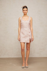 Aoife pink embellished tweed mini dress