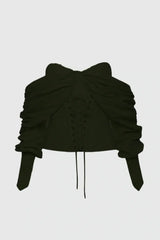 Andaia Off Shoulder Lace Up Corset Top-Black