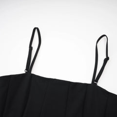 Cendrine black open-back pleated midi dress
